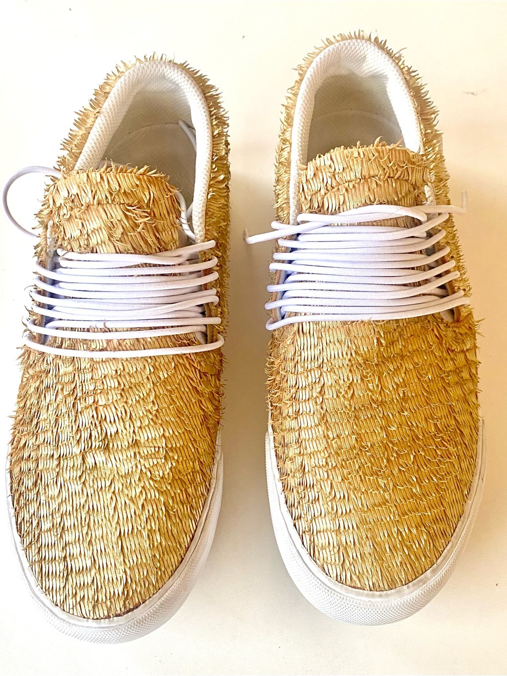 Supra RARE Limited Edition Gold ‘Rafia’ Fringe Lace Up Low Top Sz 8.5